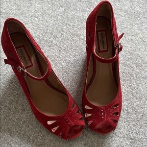 Red Peep-Toe Heels